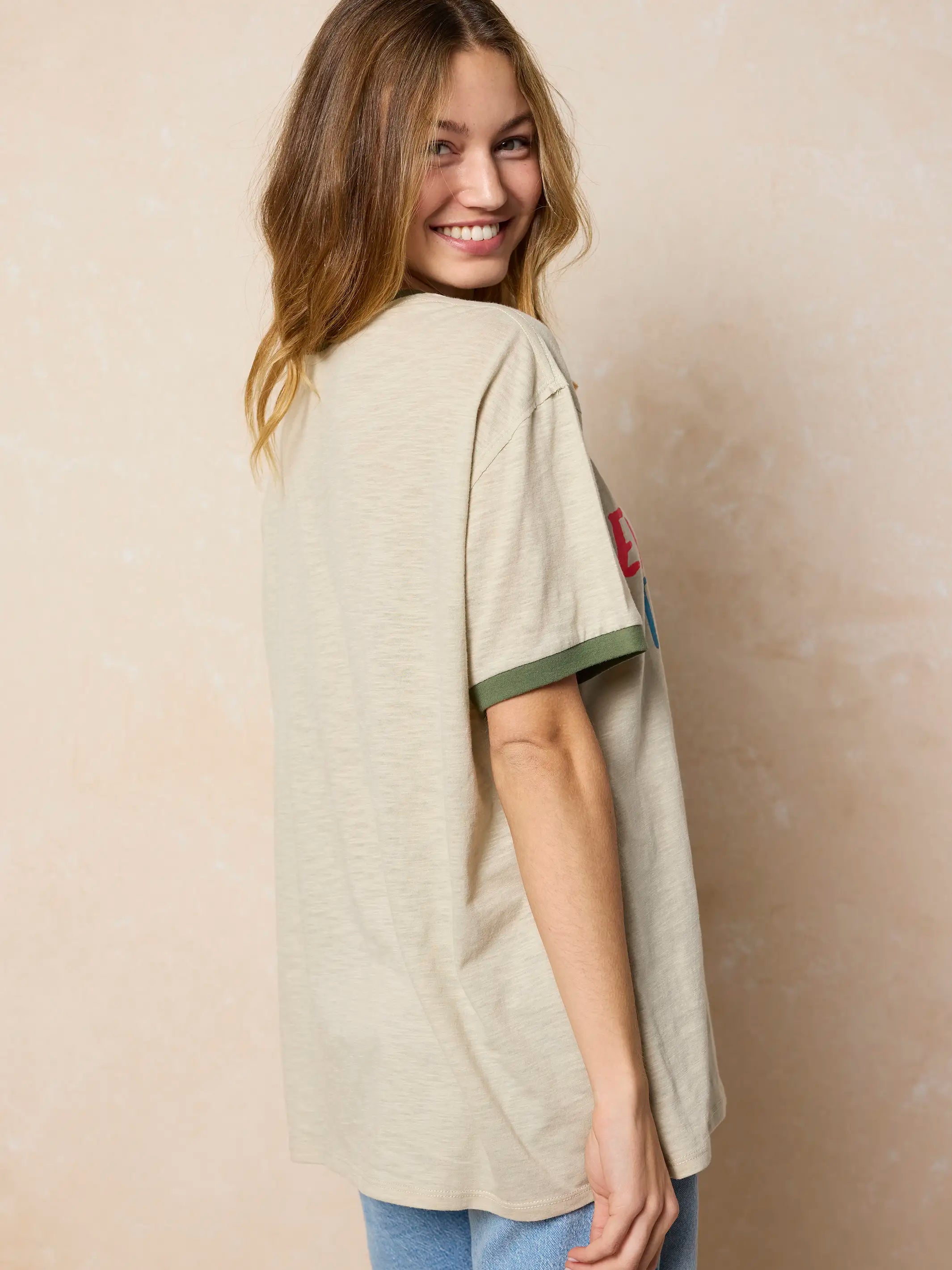 Ringer Oversized Tee Shirt - For The Best