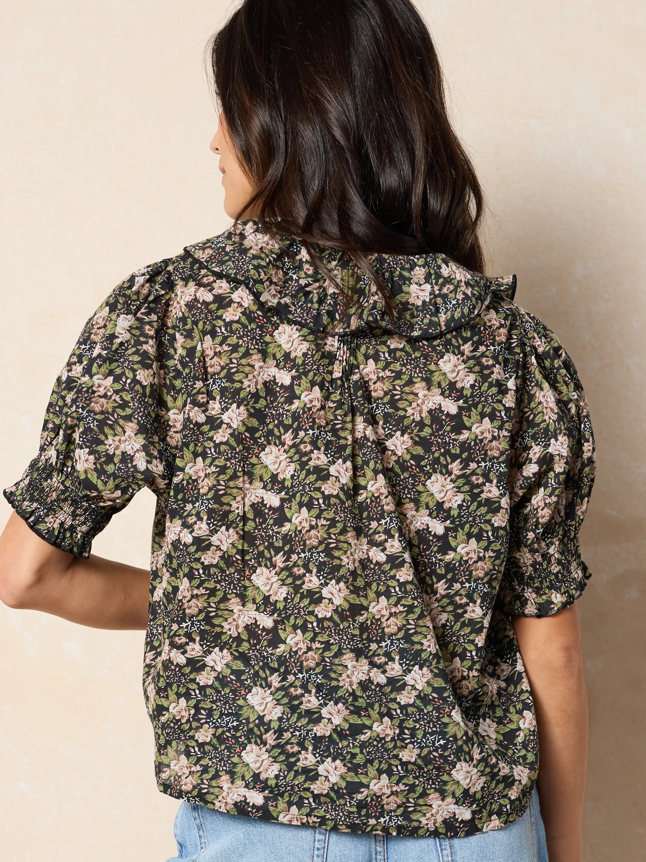 My Favorite Cotton Top - Black Flung Floral