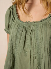 Sweet Nothings Embroidered Cotton Top - Sage