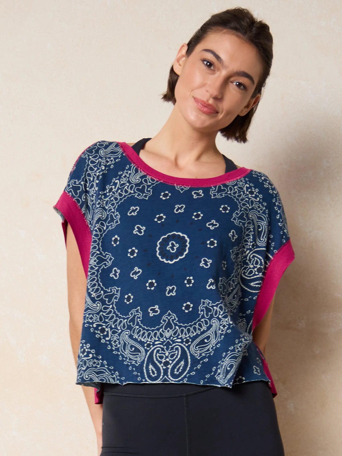 Cut It Out Cotton Tee - Indigo Bandana