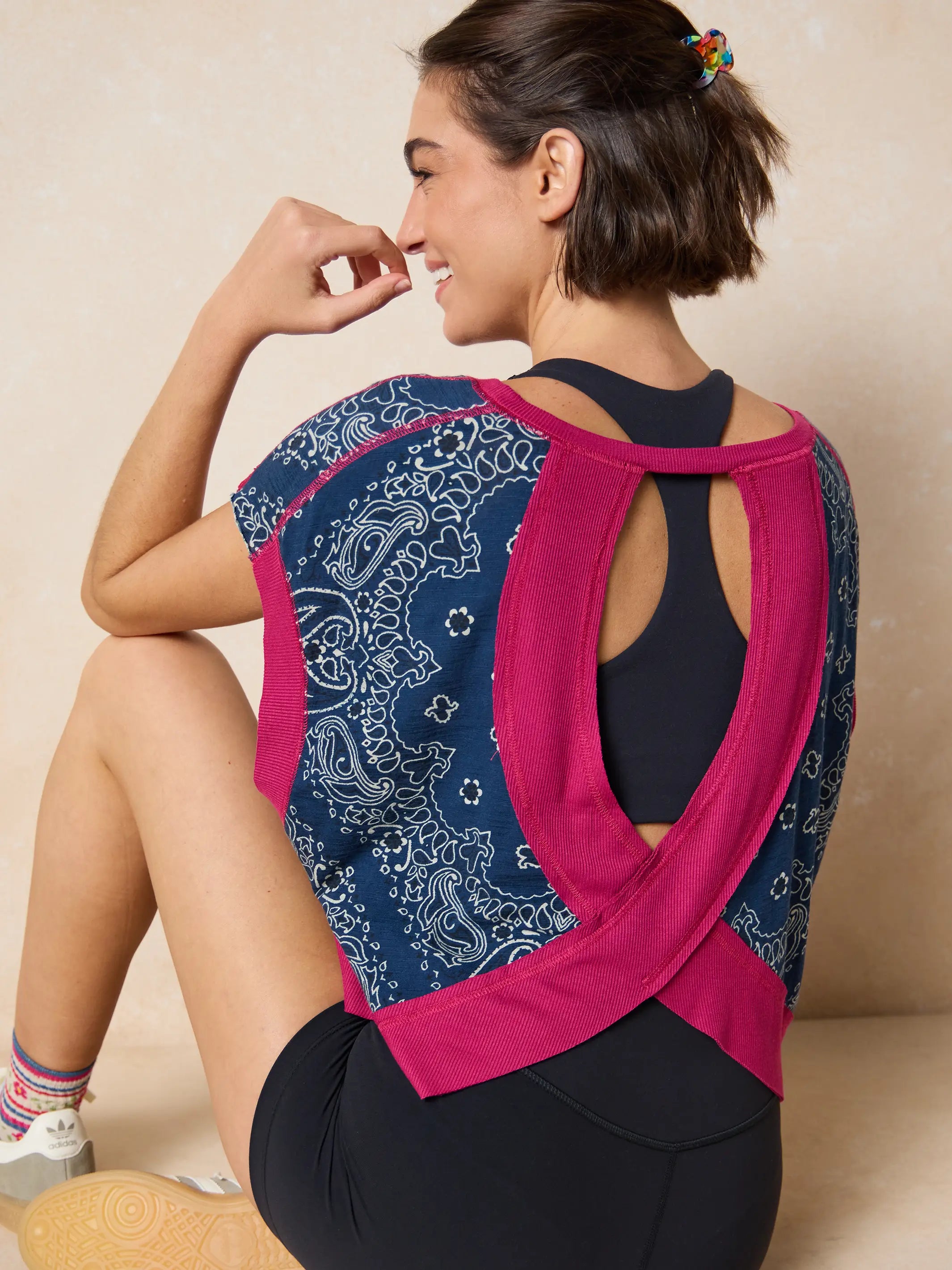 Cut It Out Cotton Tee - Indigo Bandana