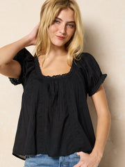 Sweet Nothings Embroidered Cotton Top - Black