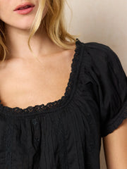 Sweet Nothings Embroidered Cotton Top - Black