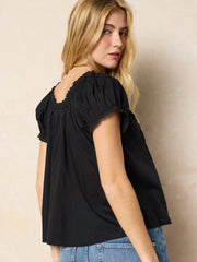 Sweet Nothings Embroidered Cotton Top - Black