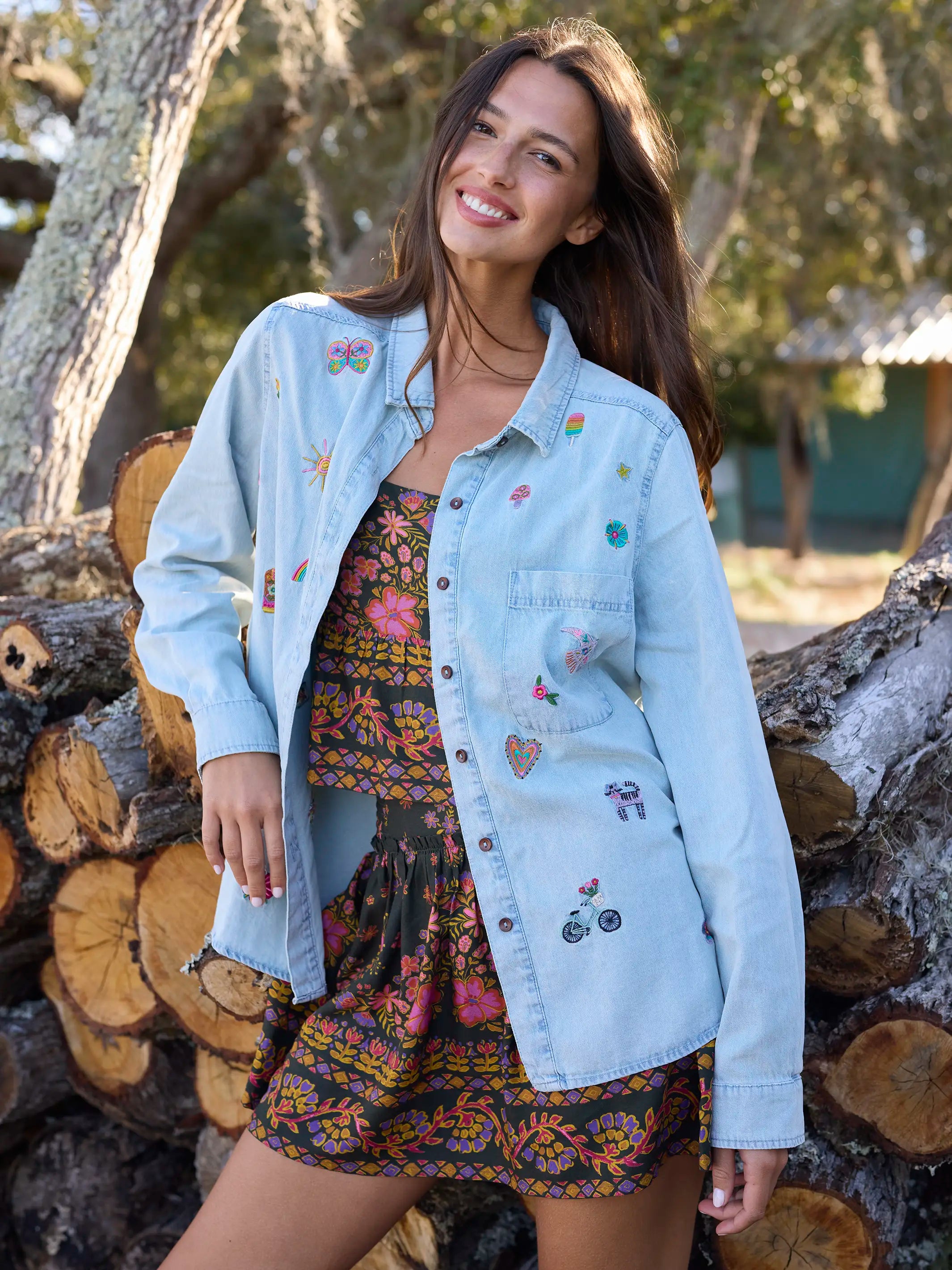 Tricia Top - Blooming Bandana Charcoal