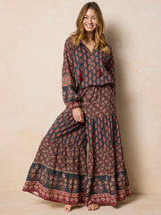 Patti Palazzo Pant - Wildflower Medallion Border