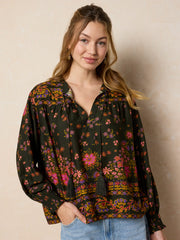 Dara Top - Blooming Bandana Charcoal