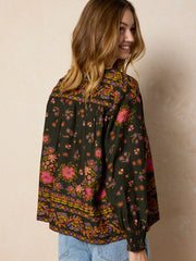 Dara Top - Blooming Bandana Charcoal