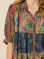 Chasing Blossoms Swing Top - Drawn Garden Multi