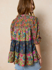 Chasing Blossoms Swing Top - Drawn Garden Multi