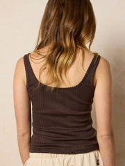 Pretty Pointelle Tank - Brown