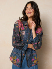 Barcelona Cotton Button Down - English Garden Charcoal