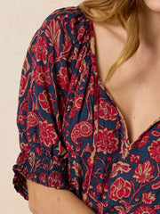 April Top - Ornate Paisley Navy