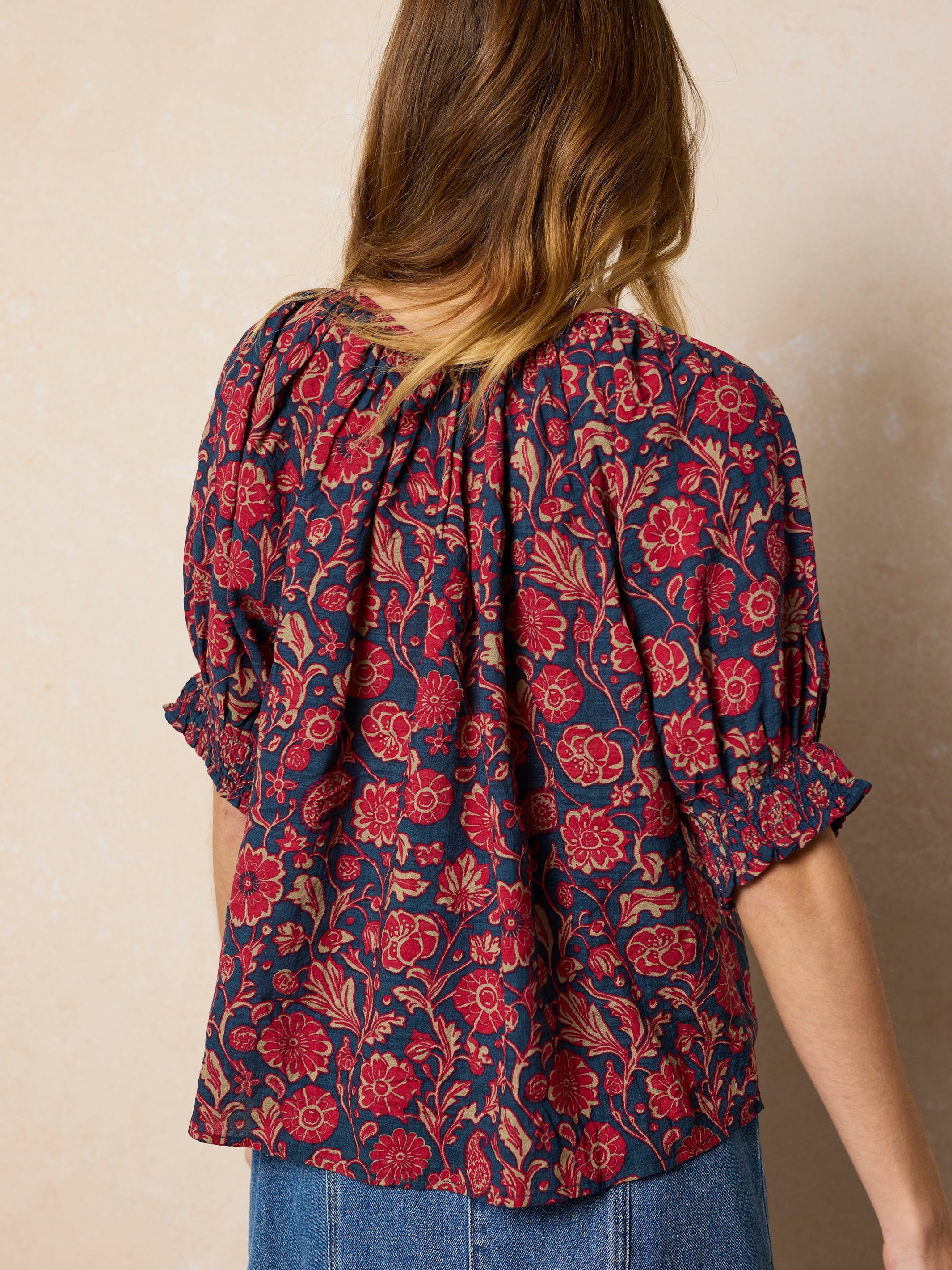 April Top - Ornate Paisley Navy