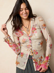 Carina Mesh Top - English Garden Cream