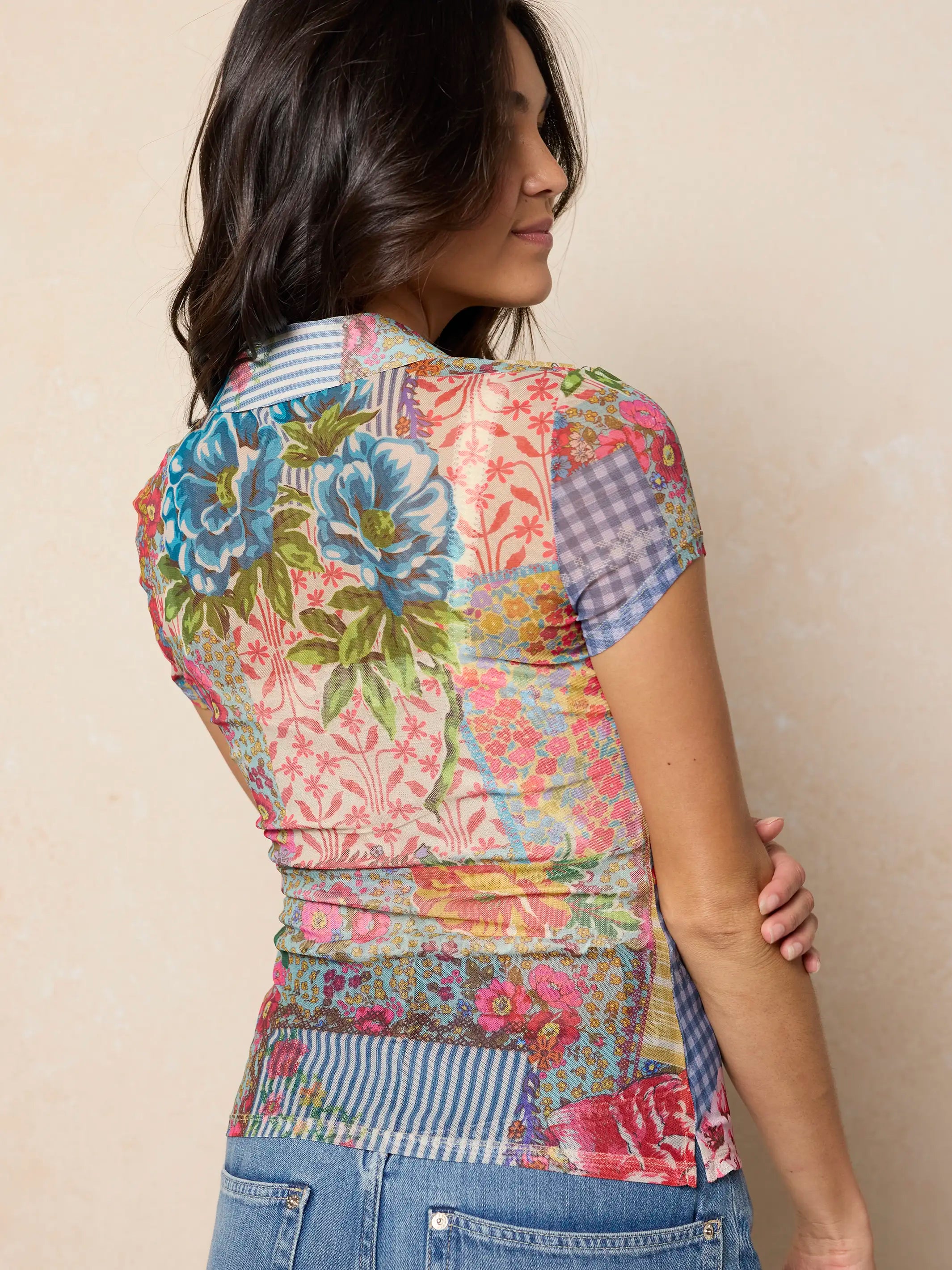 Carina Mesh Short Sleeve Top - Vintage Treasure Pink