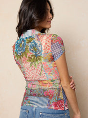 Carina Mesh Short Sleeve Top - Vintage Treasure Pink