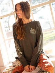 Oversized Cotton Doodle Tee - Washed Charcoal