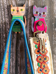 Adhesive Wooden Wall Hooks, Set of 2 - Cat