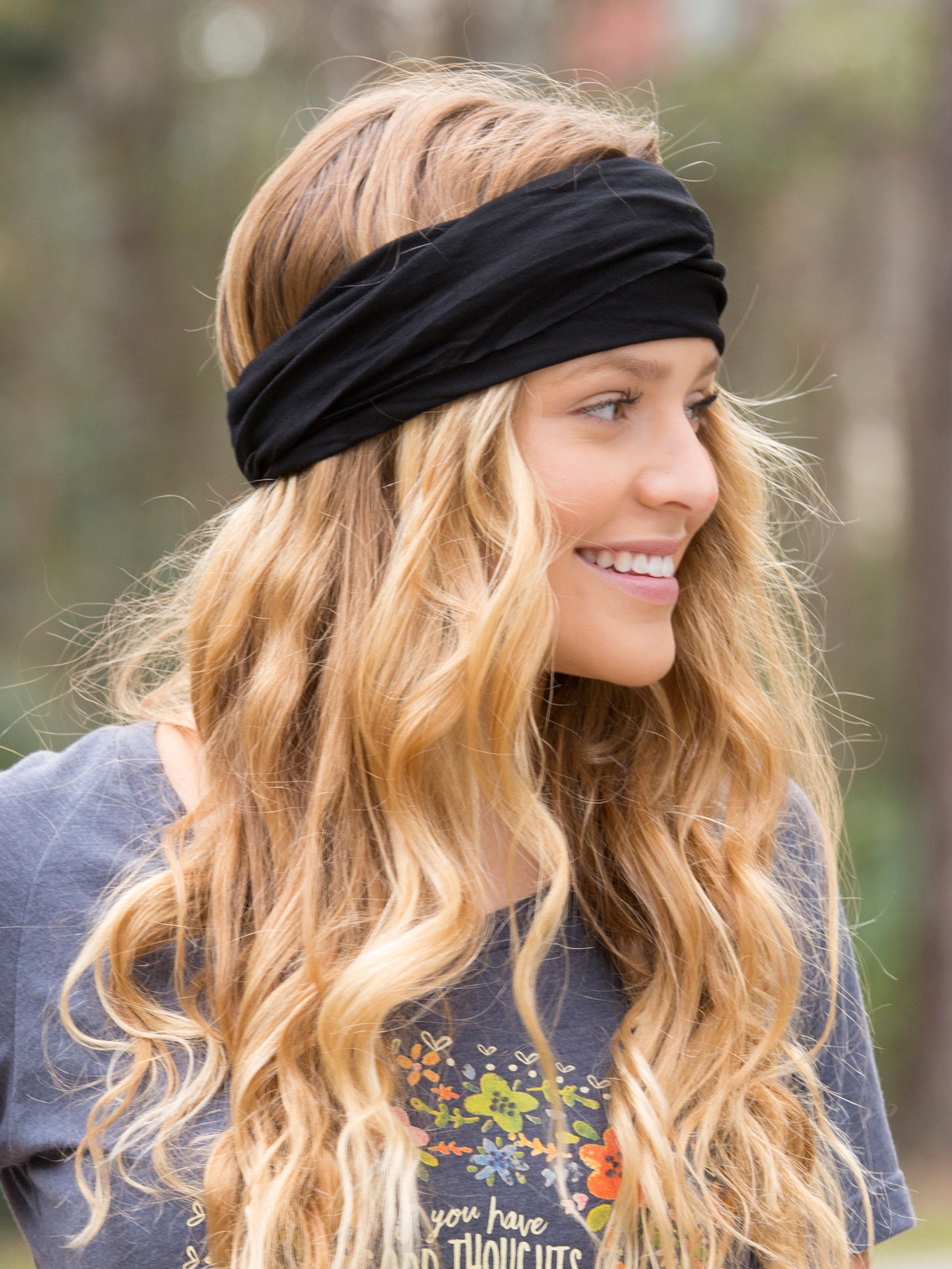 Solid Boho Bandeau® Headband - Black